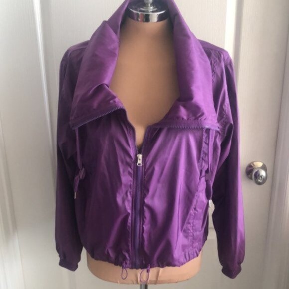 Xersion Cropped Rain Coat Jacket Water Resistant Bright Purple Sz.S-M New - Picture 2 of 11